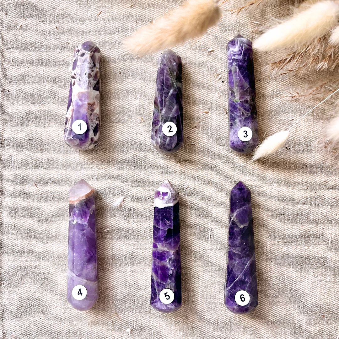 pointes en améthyste chevrons dans votre boutique de lithothérapie en ligne mineralissime