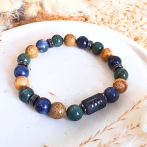 bracelet lithothérapie homme signe astrologique vierge en sodalite agate mousse jaspe paysage dans votre boutique de lithothérapie en ligne minéralissime