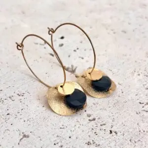boucles d'oreilles obsidienne noire pierre naturelle aux bienfaits énergétiques vendues par minéralissime