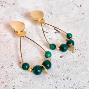 Boucles d'oreilles malachite pierre naturelle aux bienfaits énergétiques vendues par minéralissime