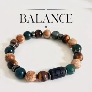 bracelet blance homme en pierres naturelles 8mm de jaspe paysage oeil de tigre et agate mousse fait main en france