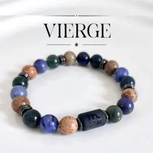 bracelet capricorne homme en pierres naturelles 8mm de am&eacute;thyste oeil de tigre et agate mousse fait main en france