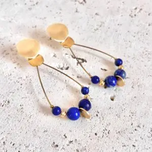 boucles d'oreilles lapis lazuli pierre naturelle anti stress d'amour, de communication