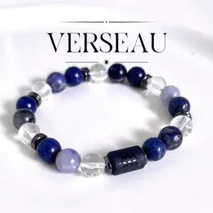 bracelet verseau homme en pierres naturelles 8mm de cristal de roche lapis lazuli et sodalite fait main en france