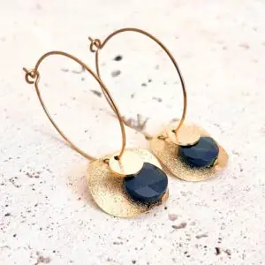boucles d'oreilles obsidienne pierres naturelles