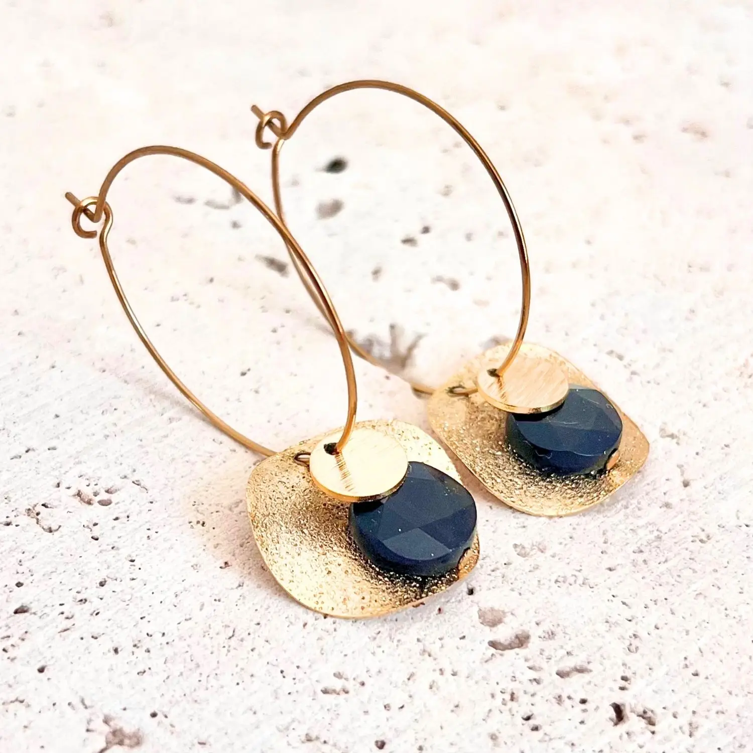 boucles d'oreilles obsidienne pierres naturelles