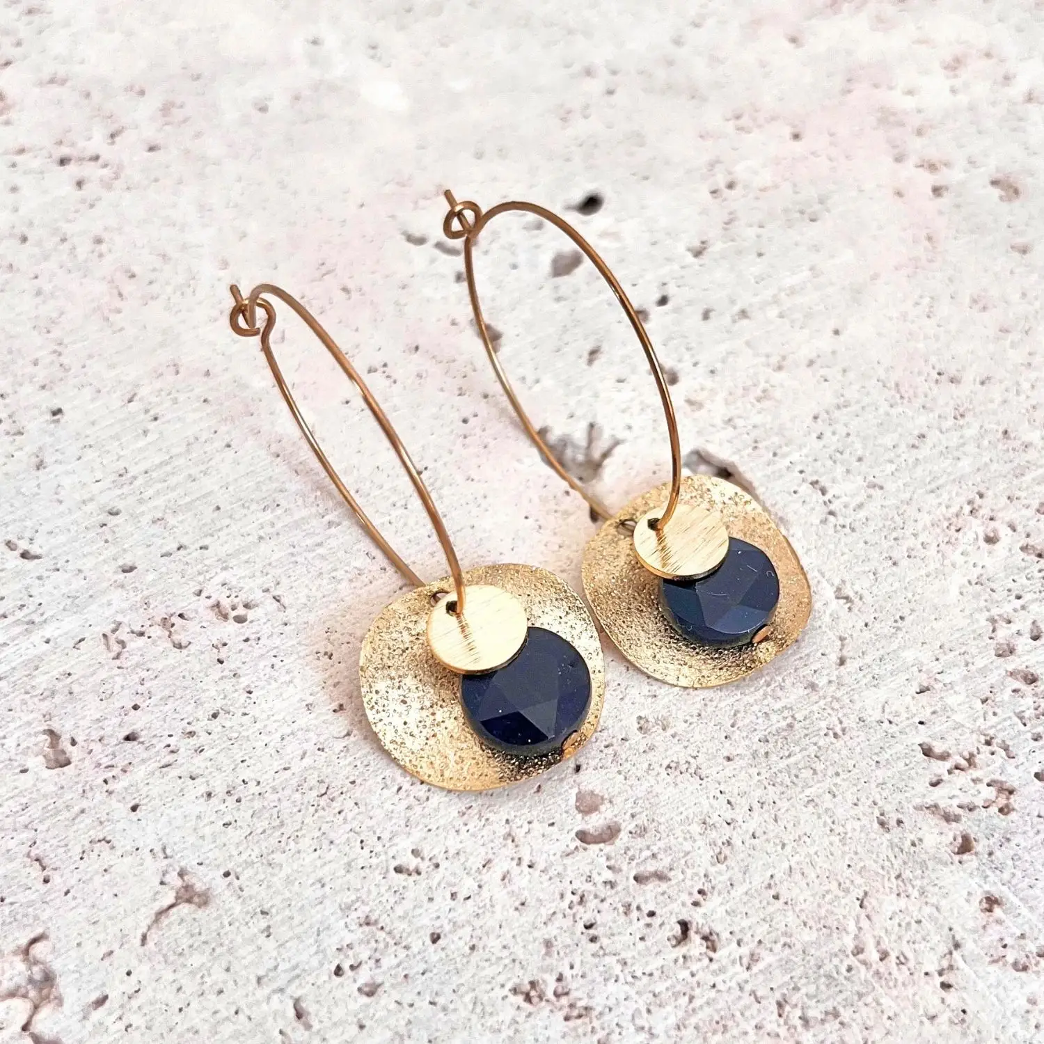 boucles d'oreilles obsidienne pierres naturelles