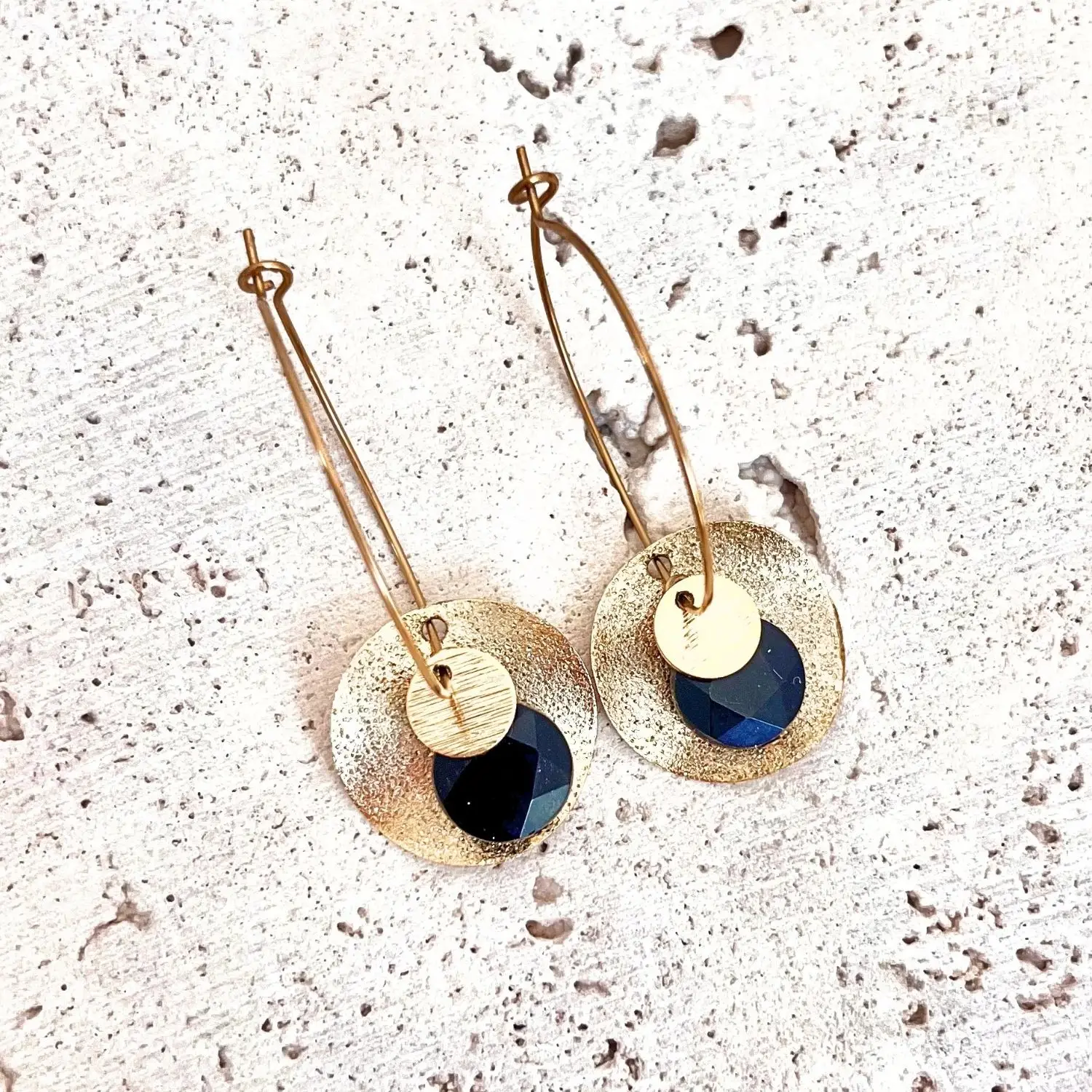 boucles d'oreilles obsidienne pierres naturelles