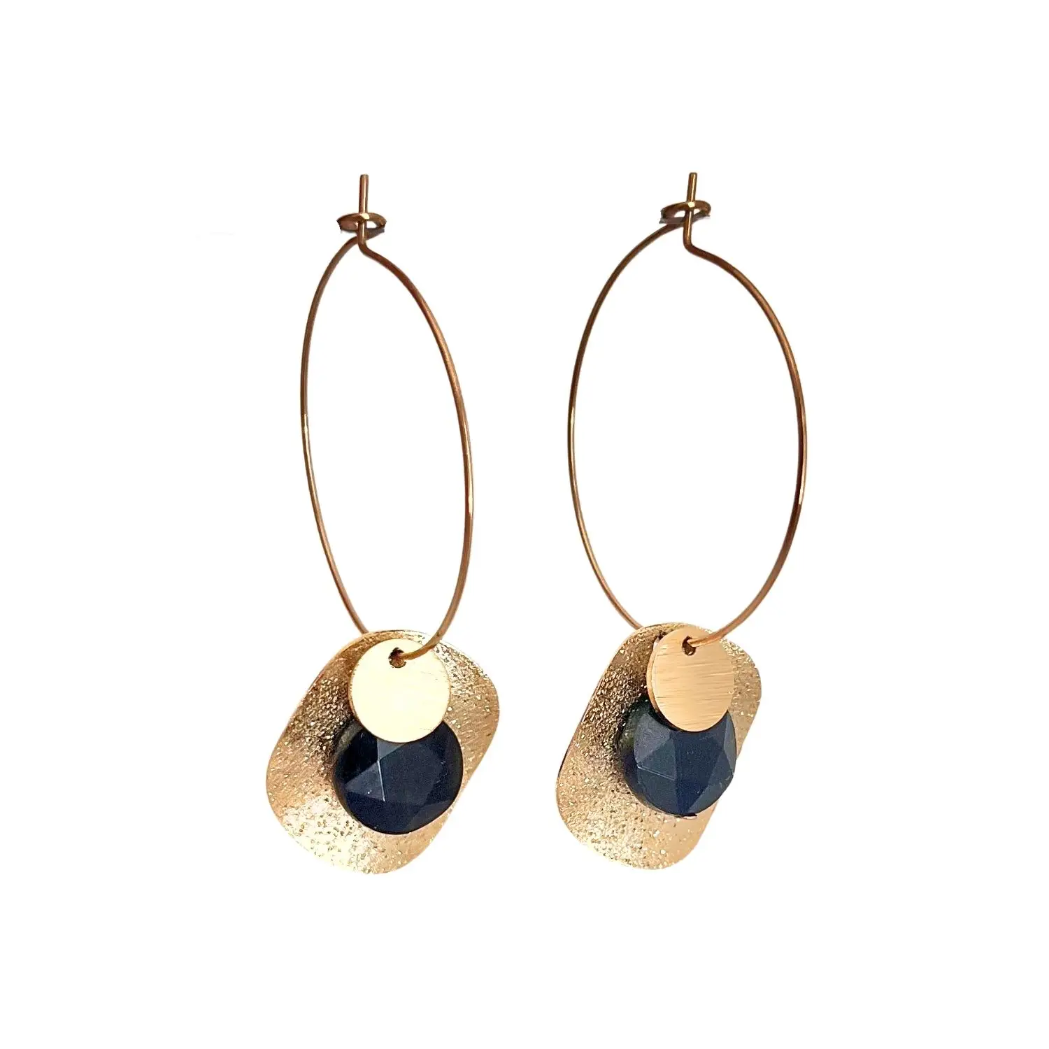 boucles d'oreilles obsidienne pierres naturelles