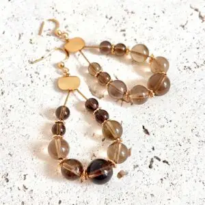 boucles d'oreilles quartz fumé pierres naturelles