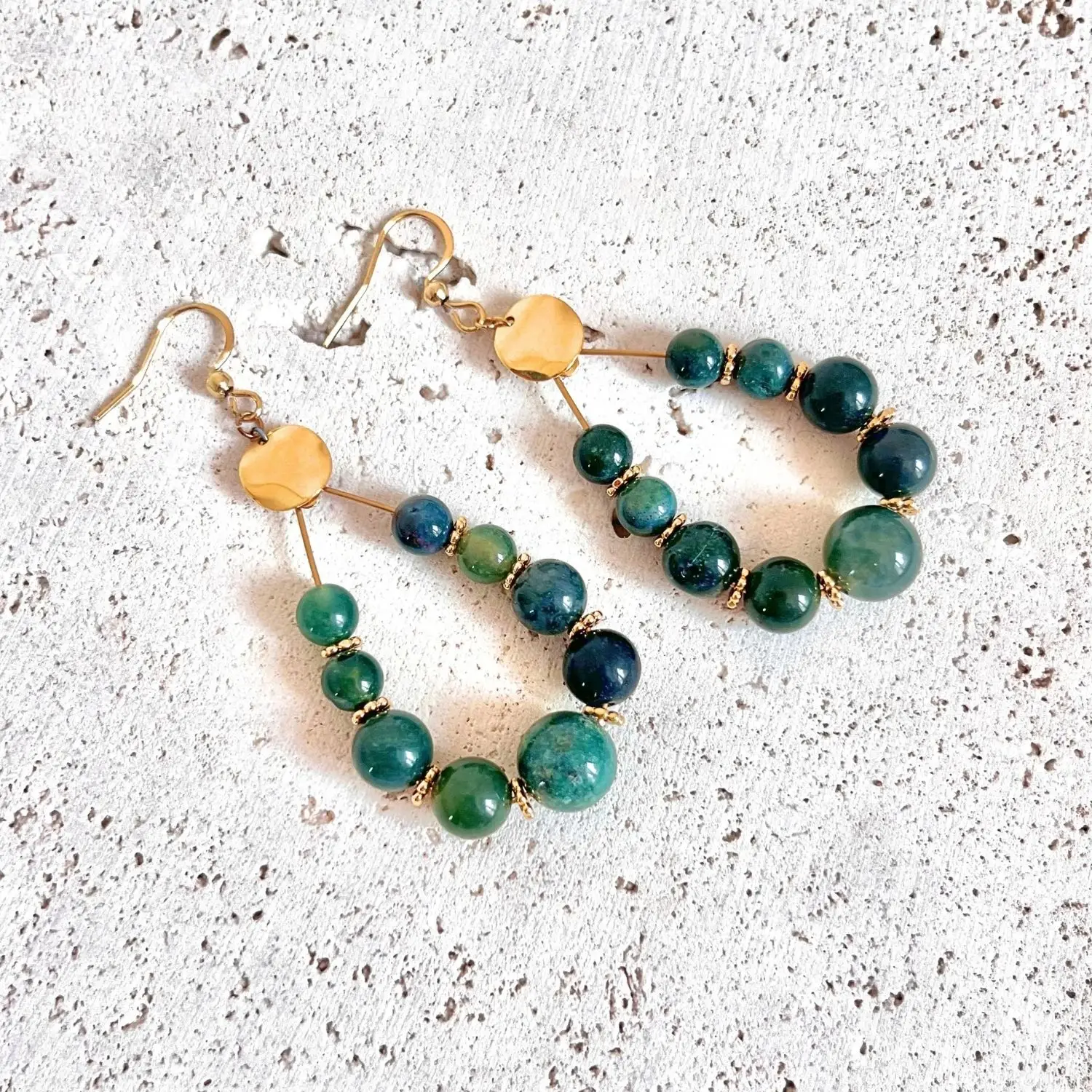 boucles d'oreilles agate mousse pierres naturelles