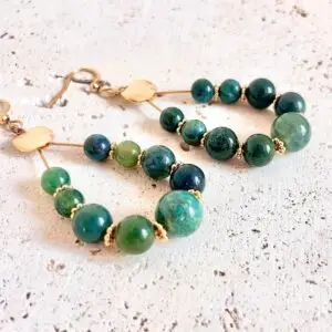 boucles d'oreilles agate mousse pierres naturelles