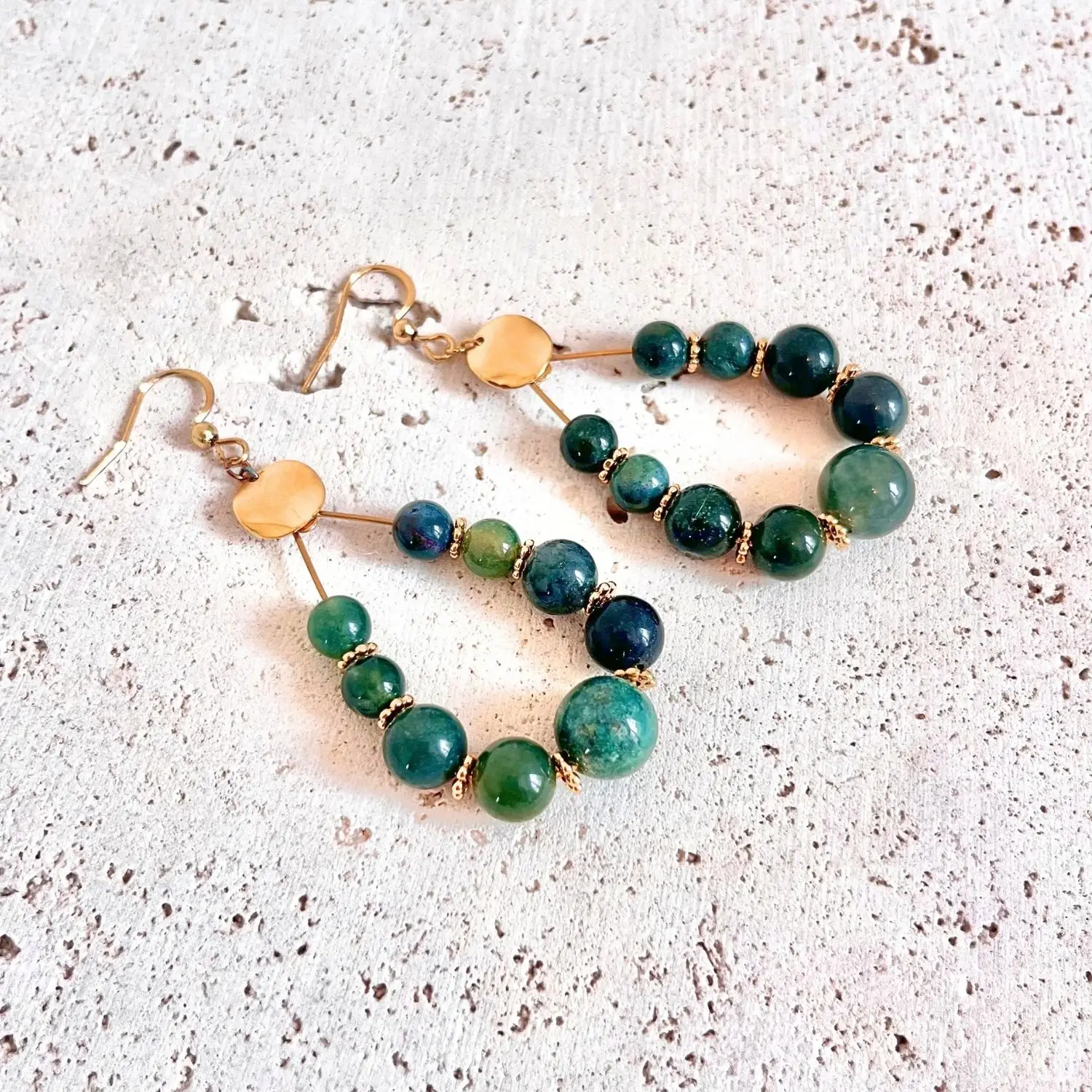 boucles d'oreilles agate mousse pierres naturelles