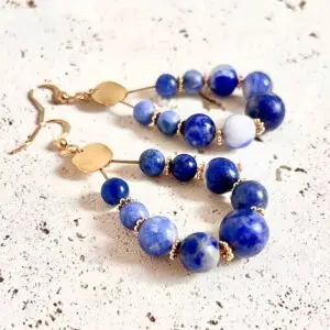 boucles d'oreilles sodalite pierres naturelles