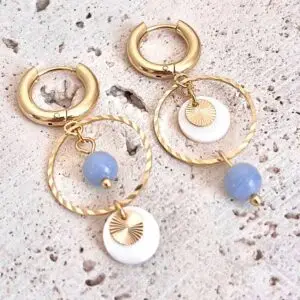 boucles d'oreilles angélite. boucles d'oreilles pierres naturelles