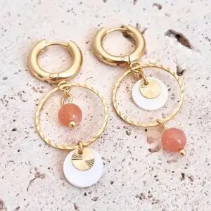 boucles d'oreilles pierre de soleil. boucles d'oreilles pierres naturelles