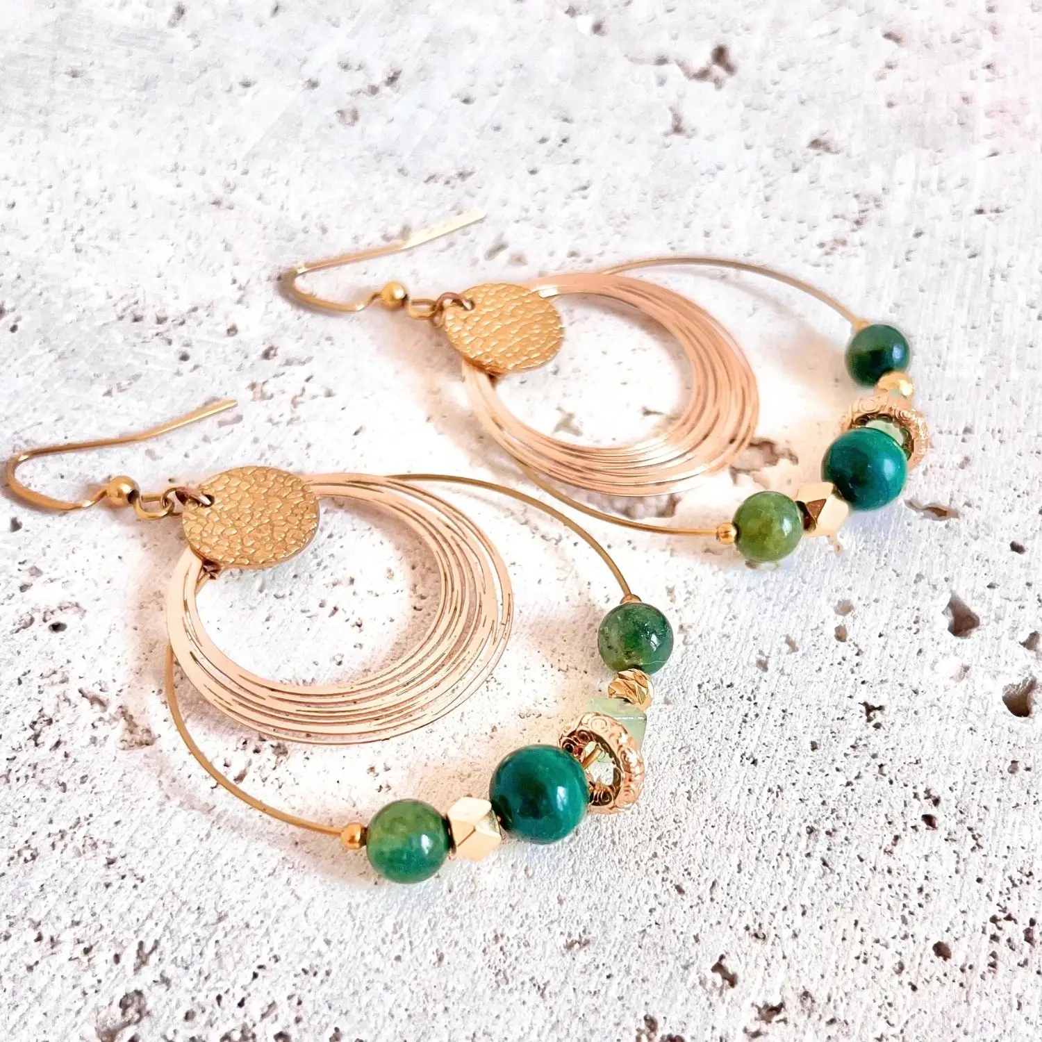 boucles d'oreilles malachite agate mousse aventurine verte boucles d'oreilles pierres naturelles chic