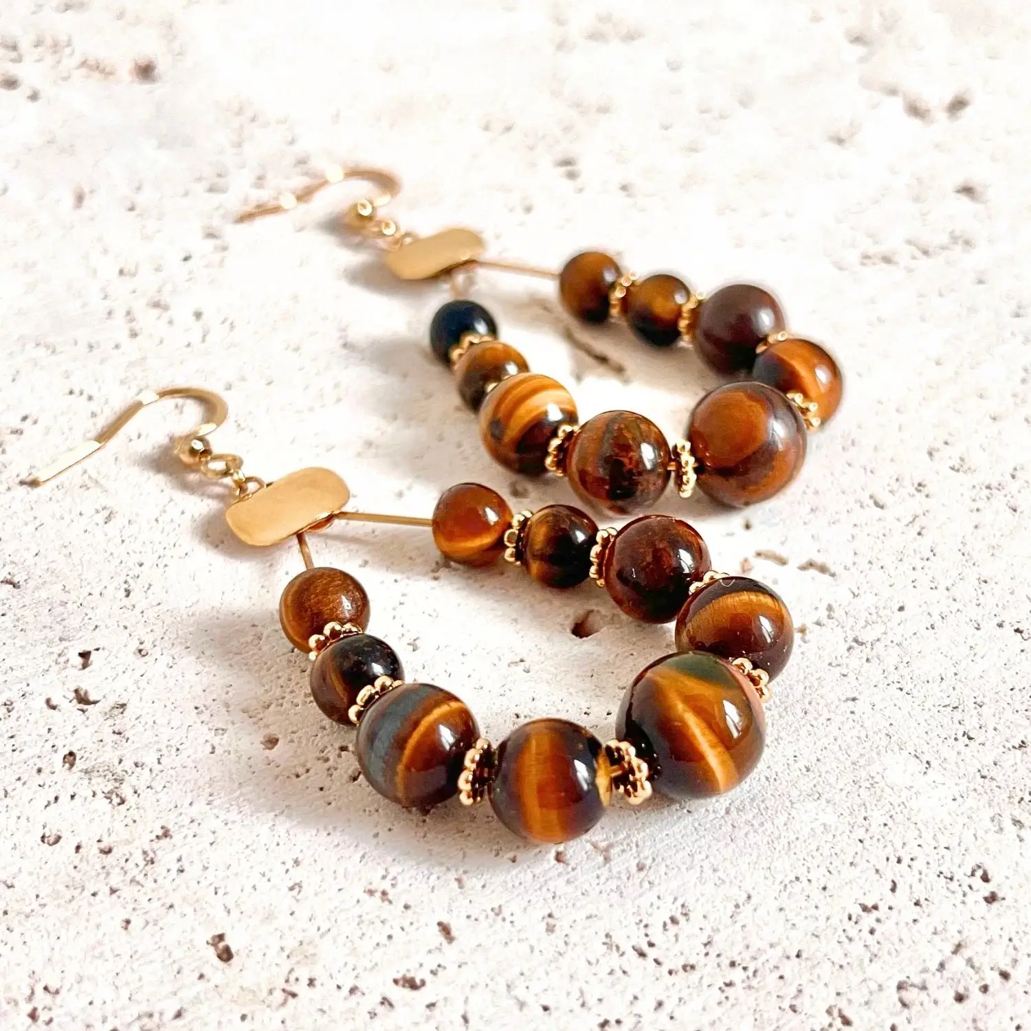 boucles d'oreilles oeil de tigre pierres naturelles