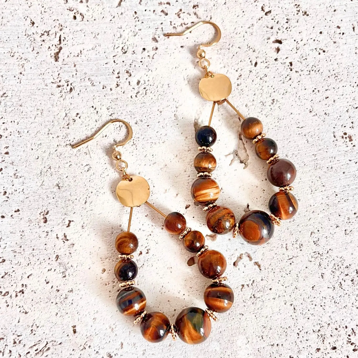 boucles d'oreilles oeil de tigre pierres naturelles