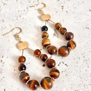 boucles d'oreilles oeil de tigre pierres naturelles