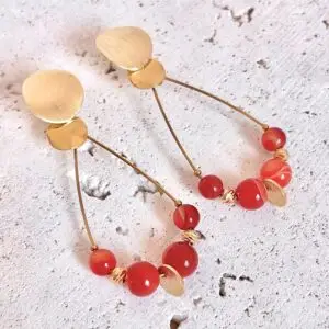 oucles d'oreilles cornaline pierres naturelles