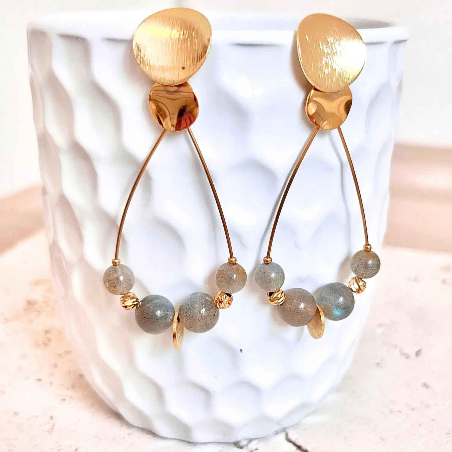 boucles d'oreilles labradorite pierres naturelles