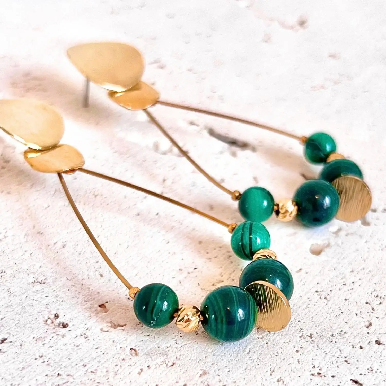 boucles d'oreilles malachite pierres naturelles
