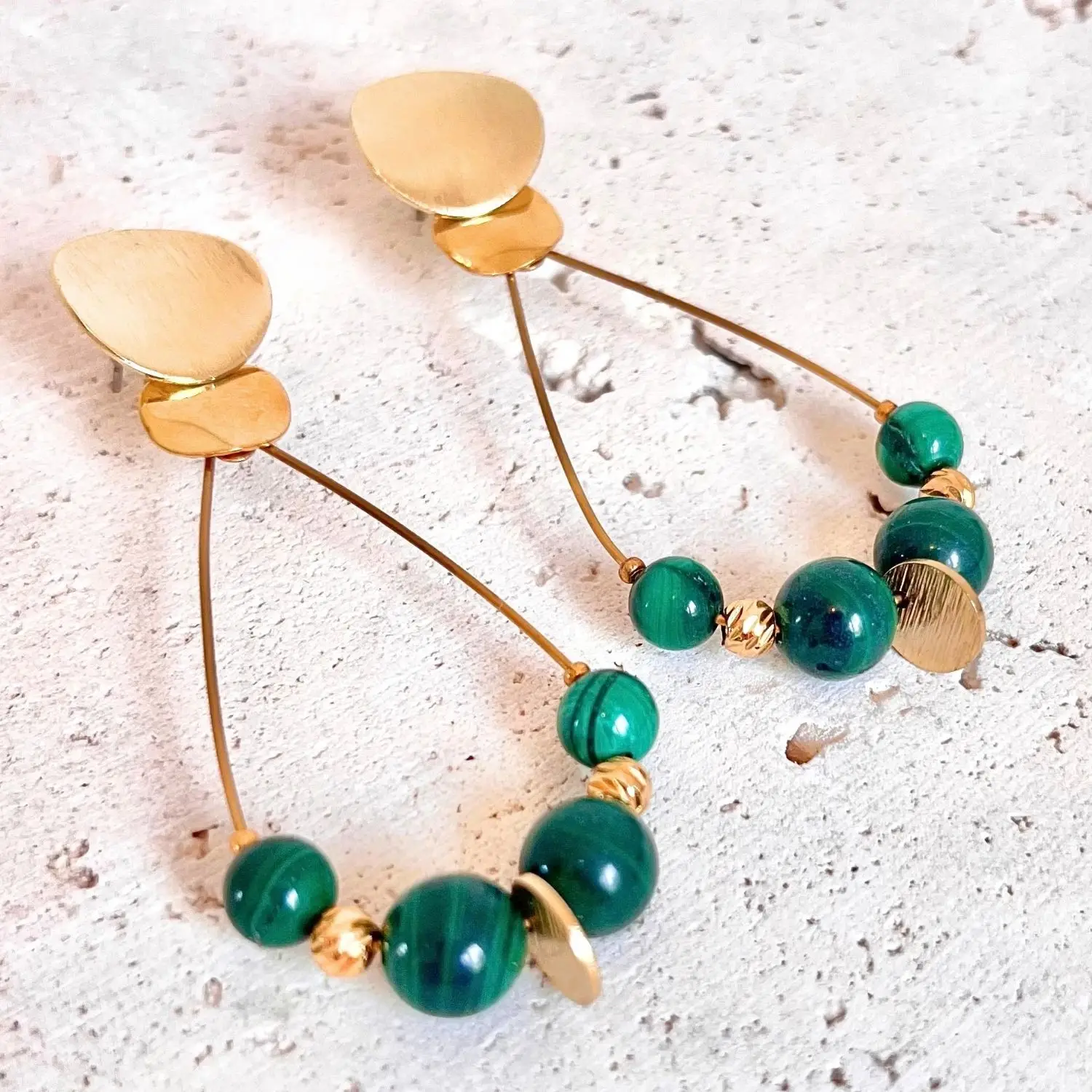 boucles d'oreilles malachite pierres naturelles