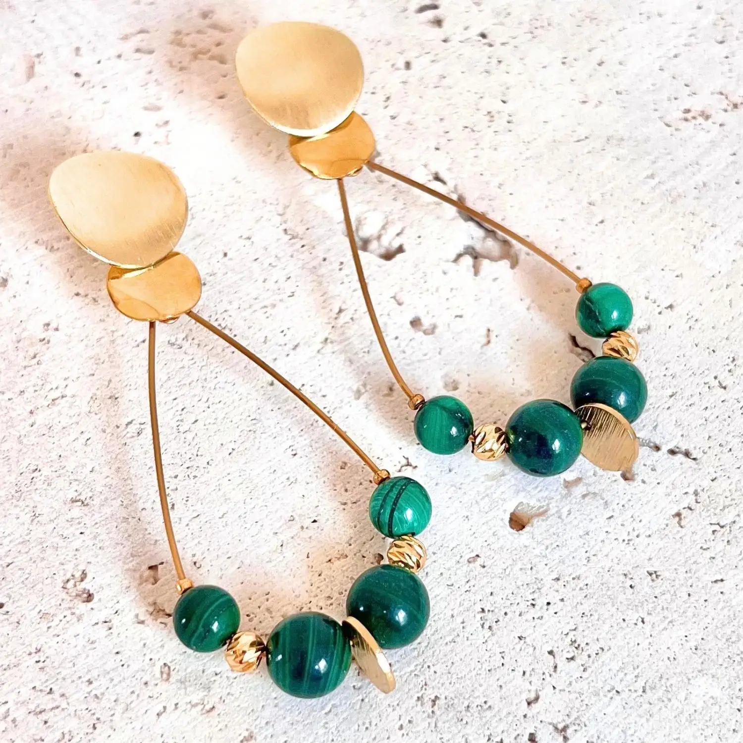 boucles d'oreilles malachite pierres naturelles