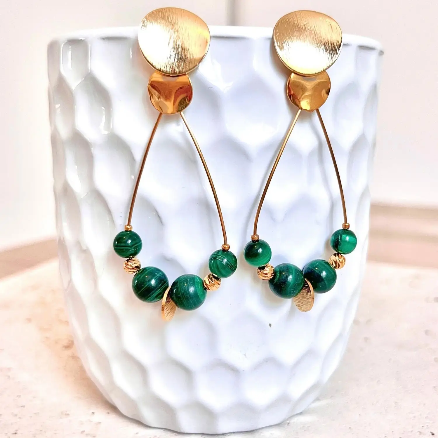boucles d'oreilles malachite pierres naturelles