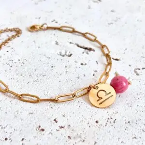 bracelet signe astrologique pierres naturelles rhodonite bracelet balance signe astro