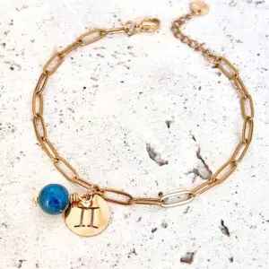 bracelet signe astrologique pierres naturelles apatite bleue bracelet gémeaux signe astro