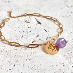 bracelet signe astrologique pierres naturelles lépidolite bracelet sagittaire signe astro