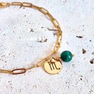 bracelet signe astrologique pierres naturelles malachite bracelet scorpion signe astro