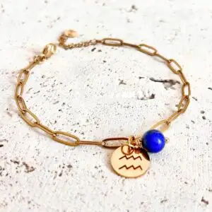 bracelet signe astrologique pierres naturelles lapis lazuli bracelet verseau signe astro